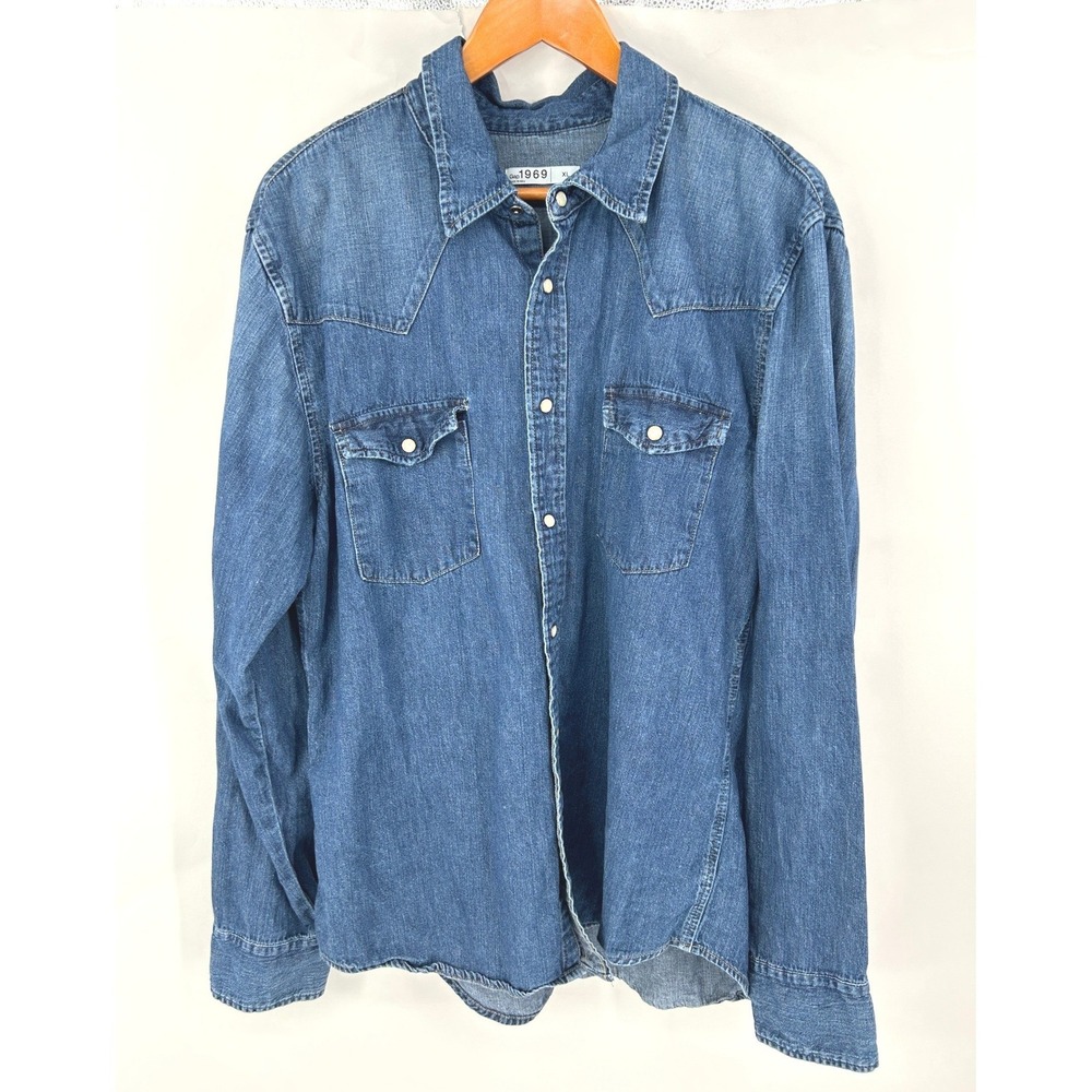 Gap Western Denim Shirt Pearl Snap Buttons 1969 Women's XL